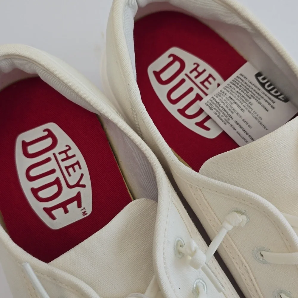NWT Hey Dude Cody M Canvas White Lace Up Shoes Sneakers Size 9 - Picture 8 of 15